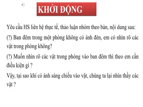Bài giảng Khoa học tự nhiên Lớp 7 - Bài 13: Sự phản xạ ánh sáng (Tiết 1)